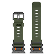 For Apple Watch 46mm / 49mm / 45mm / 44mm Armor Gear Silicone Watch Band(Black Green)