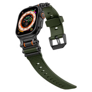 For Apple Watch 46mm / 49mm / 45mm / 44mm Armor Gear Silicone Watch Band(Black Green)
