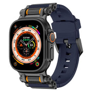 For Apple Watch 46mm / 49mm / 45mm / 44mm Armor Gear Silicone Watch Band(Black Blue)