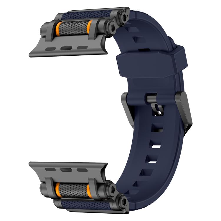 For Apple Watch 46mm / 49mm / 45mm / 44mm Armor Gear Silicone Watch Band(Black Blue)