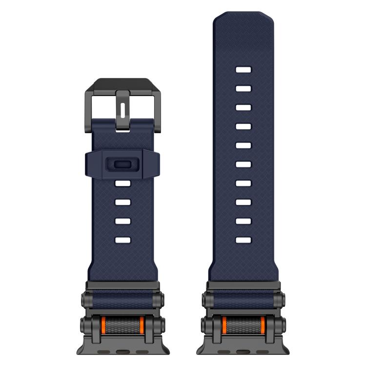 For Apple Watch 46mm / 49mm / 45mm / 44mm Armor Gear Silicone Watch Band(Black Blue)