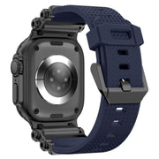 For Apple Watch 46mm / 49mm / 45mm / 44mm Armor Gear Silicone Watch Band(Black Blue)