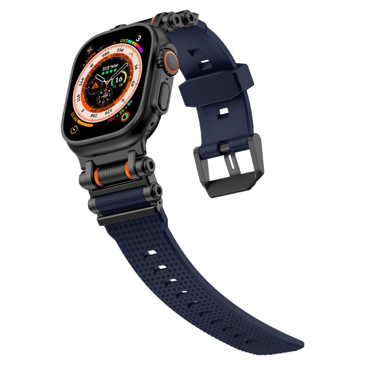 For Apple Watch 46mm / 49mm / 45mm / 44mm Armor Gear Silicone Watch Band(Black Blue)