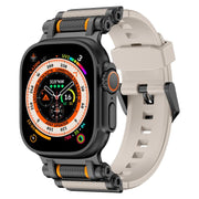 For Apple Watch 46mm / 49mm / 45mm / 44mm Armor Gear Silicone Watch Band(Black Starlight)