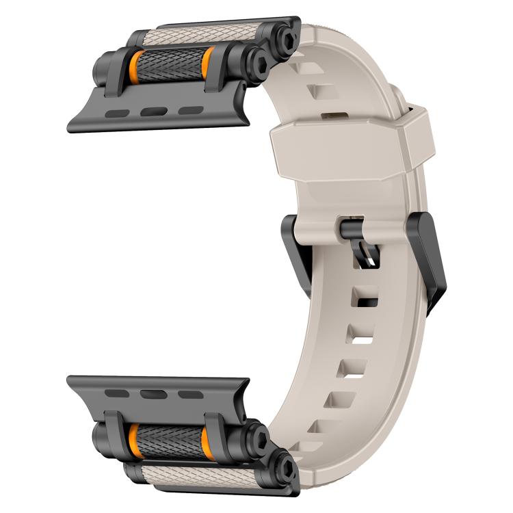 For Apple Watch 46mm / 49mm / 45mm / 44mm Armor Gear Silicone Watch Band(Black Starlight)