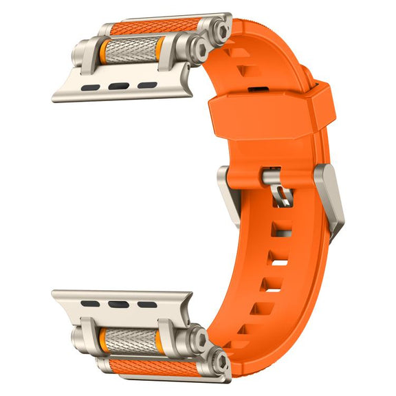 For Apple Watch 46mm / 49mm / 45mm / 44mm Armor Gear Silicone Watch Band(Titanium Orange)
