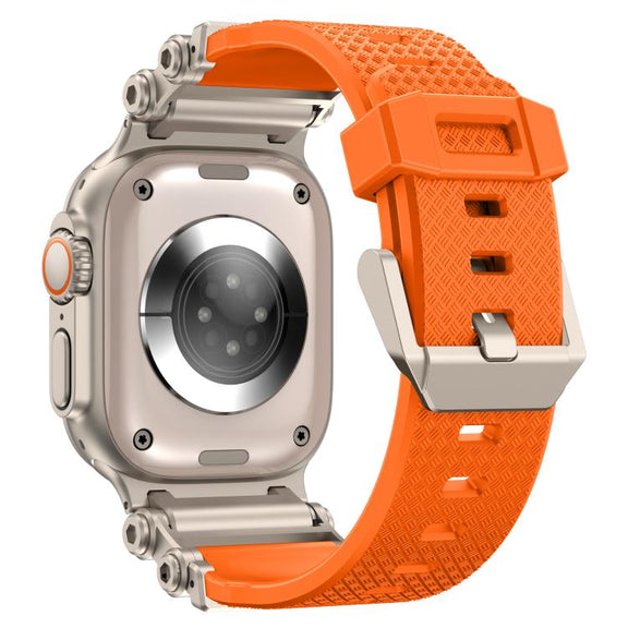 For Apple Watch 46mm / 49mm / 45mm / 44mm Armor Gear Silicone Watch Band(Titanium Orange)