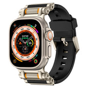 For Apple Watch 46mm / 49mm / 45mm / 44mm Armor Gear Silicone Watch Band(Titanium Black)