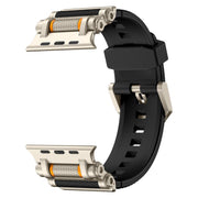 For Apple Watch 46mm / 49mm / 45mm / 44mm Armor Gear Silicone Watch Band(Titanium Black)