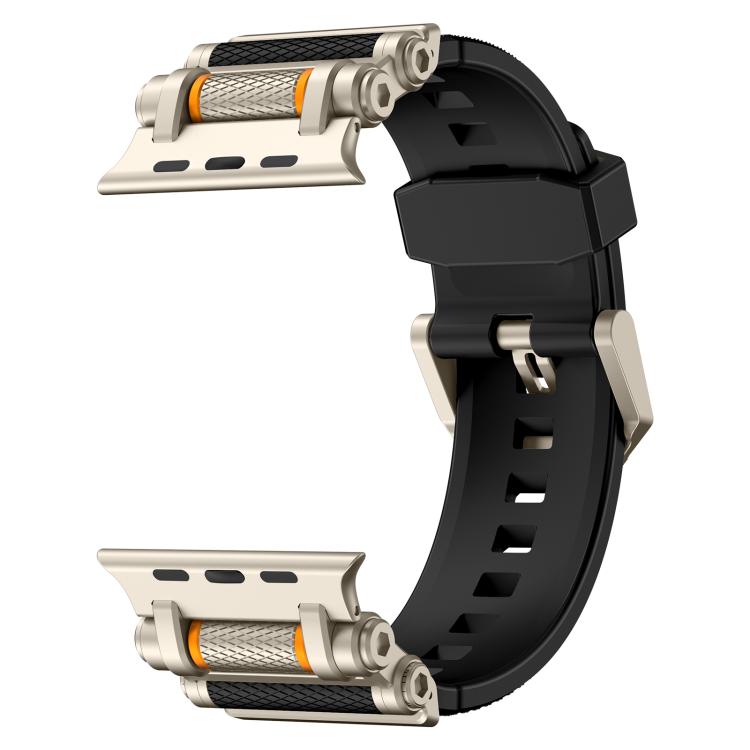 For Apple Watch 46mm / 49mm / 45mm / 44mm Armor Gear Silicone Watch Band(Titanium Black)