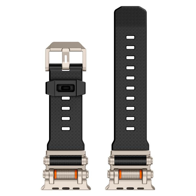 For Apple Watch 46mm / 49mm / 45mm / 44mm Armor Gear Silicone Watch Band(Titanium Black)