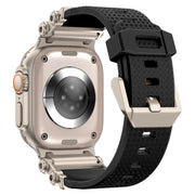 For Apple Watch 46mm / 49mm / 45mm / 44mm Armor Gear Silicone Watch Band(Titanium Black)