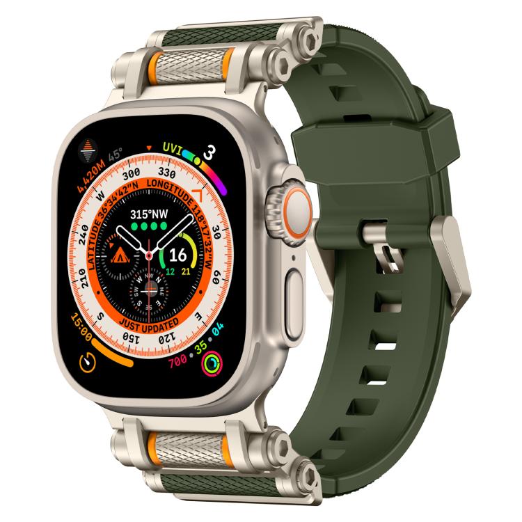 For Apple Watch 46mm / 49mm / 45mm / 44mm Armor Gear Silicone Watch Band(Titanium Green) - free shipping - PMc TechLife - Order now!