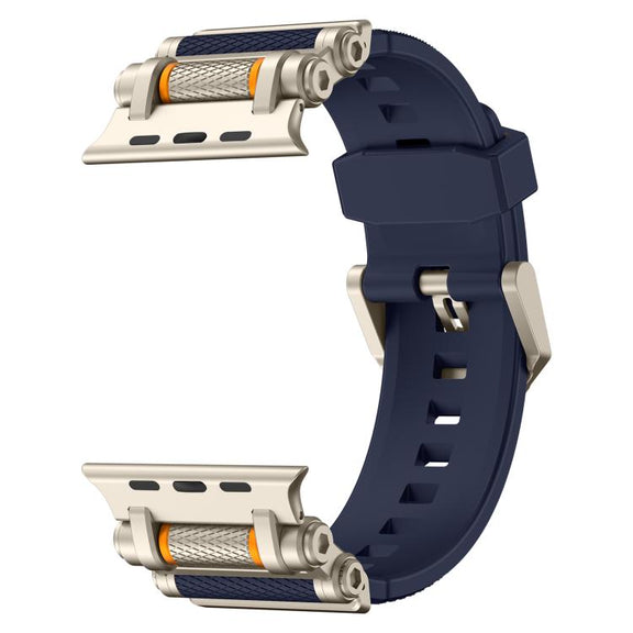 For Apple Watch 46mm / 49mm / 45mm / 44mm Armor Gear Silicone Watch Band(Titanium Blue)