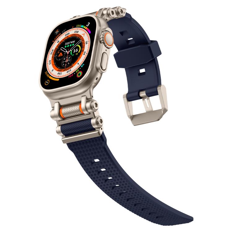 For Apple Watch 46mm / 49mm / 45mm / 44mm Armor Gear Silicone Watch Band(Titanium Blue)