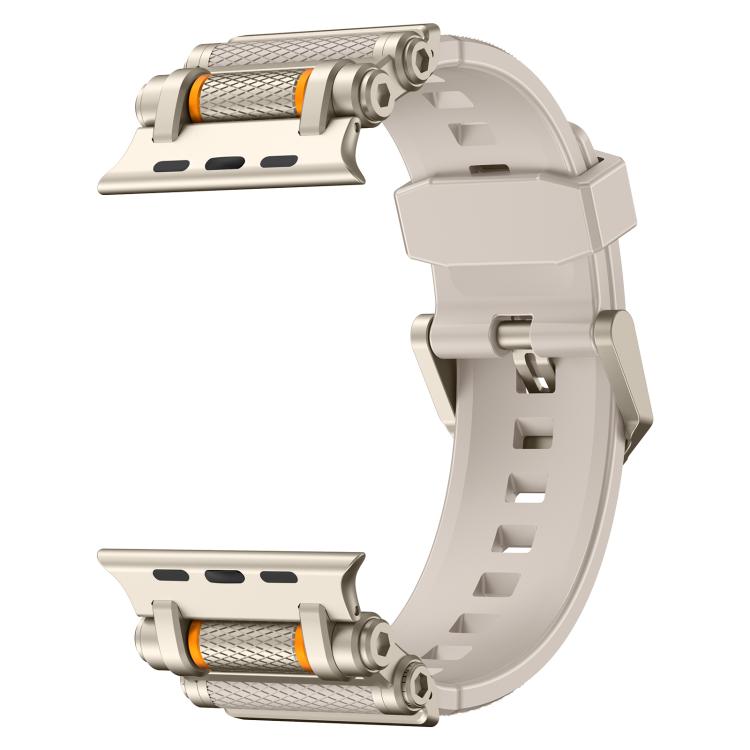 For Apple Watch 46mm / 49mm / 45mm / 44mm Armor Gear Silicone Watch Band(Titanium Starlight)