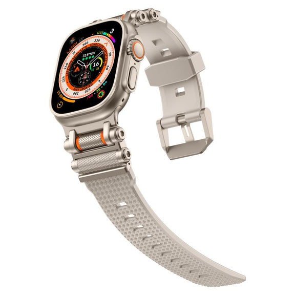 For Apple Watch 46mm / 49mm / 45mm / 44mm Armor Gear Silicone Watch Band(Titanium Starlight)