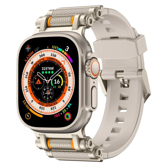 For Apple Watch 46mm / 49mm / 45mm / 44mm Armor Gear Silicone Watch Band(Titanium Starlight)
