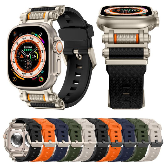 For Apple Watch 46mm / 49mm / 45mm / 44mm Armor Gear Silicone Watch Band(Titanium Blue)