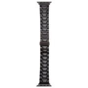 For Apple Watch 46mm / 49mm / 45mm / 44mm Butterfly Buckle New Five Beads Stainless Steel Watch Band(Black)