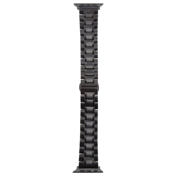 For Apple Watch 46mm / 49mm / 45mm / 44mm Butterfly Buckle New Five Beads Stainless Steel Watch Band(Black)