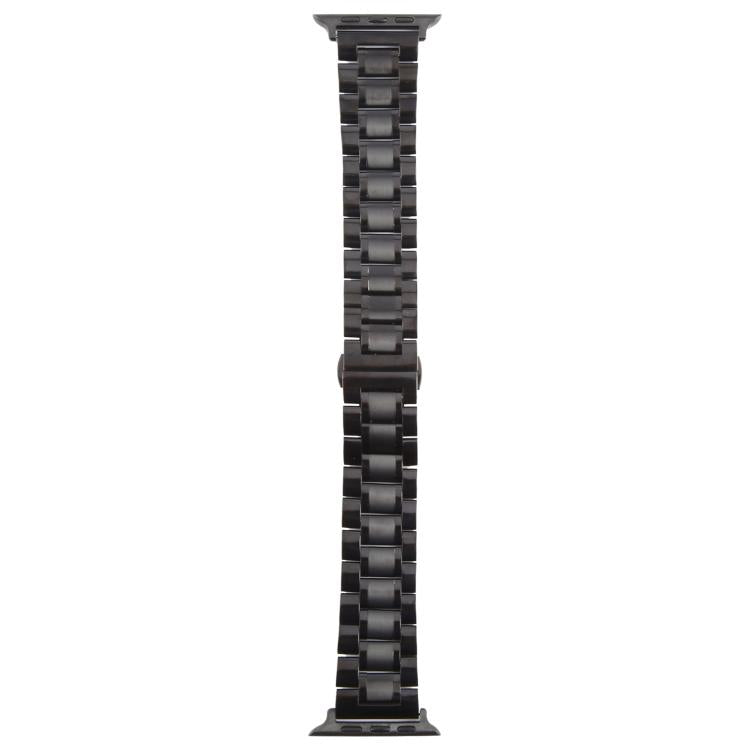 For Apple Watch 46mm / 49mm / 45mm / 44mm Butterfly Buckle New Five Beads Stainless Steel Watch Band(Black)