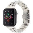 For Apple Watch 46mm / 49mm / 45mm / 44mm Butterfly Buckle New Five Beads Stainless Steel Watch Band(Silver Black) - free shipping - PMc TechLife - Order now!