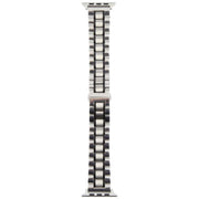 For Apple Watch 46mm / 49mm / 45mm / 44mm Butterfly Buckle New Five Beads Stainless Steel Watch Band(Silver Black)