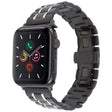 For Apple Watch 46mm / 49mm / 45mm / 44mm Butterfly Buckle New Five Beads Stainless Steel Watch Band(Black Silver) - free shipping - PMc TechLife - Order now!