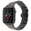 For Apple Watch 46mm / 49mm / 45mm / 44mm Butterfly Buckle New Five Beads Stainless Steel Watch Band(Black Gold) - free shipping - PMc TechLife - Order now!