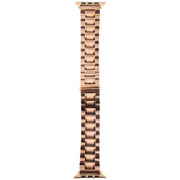 For Apple Watch 46mm / 49mm / 45mm / 44mm Butterfly Buckle New Five Beads Stainless Steel Watch Band(Rose Gold)