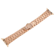 For Apple Watch 46mm / 49mm / 45mm / 44mm Butterfly Buckle New Five Beads Stainless Steel Watch Band(Rose Gold)