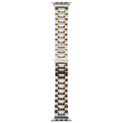 For Apple Watch 46mm / 49mm / 45mm / 44mm Butterfly Buckle New Five Beads Stainless Steel Watch Band(Silver Gold)