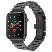 For Apple Watch 42mm / 41mm / 40mm / 38mm Butterfly Buckle New Five Beads Stainless Steel Watch Band(Black)