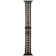 For Apple Watch 42mm / 41mm / 40mm / 38mm Butterfly Buckle New Five Beads Stainless Steel Watch Band(Black Rose Gold)