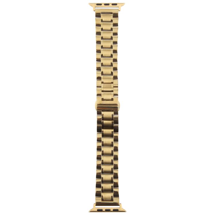 For Apple Watch 42mm / 41mm / 40mm / 38mm Butterfly Buckle New Five Beads Stainless Steel Watch Band(Gold)