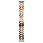 For Apple Watch 42mm / 41mm / 40mm / 38mm Butterfly Buckle New Five Beads Stainless Steel Watch Band(Silver Rose Gold)