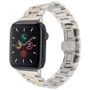 For Apple Watch 42mm / 41mm / 40mm / 38mm Butterfly Buckle New Five Beads Stainless Steel Watch Band(Silver Gold)