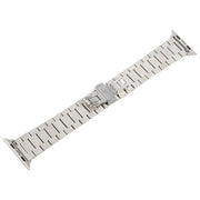 For Apple Watch 42mm / 41mm / 40mm / 38mm Butterfly Buckle New Five Beads Stainless Steel Watch Band(Silver Gold)