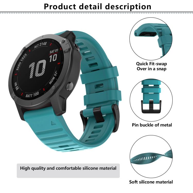 For Garmin QuickFit 22mm Kalebol Concave Texture Silicone Watch Band(Blue Green) - free shipping - PMc TechLife - Order now!