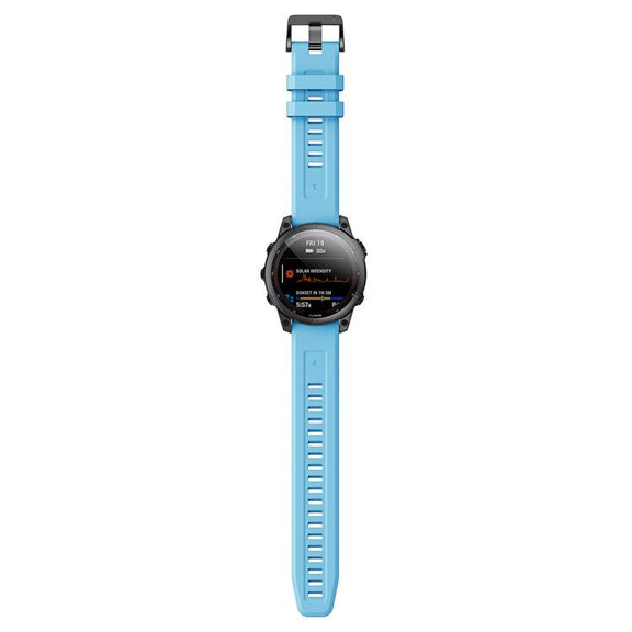 For Garmin QuickFit 20mm Kalebol Ladder Silicone Watch Band(Sky Blue)