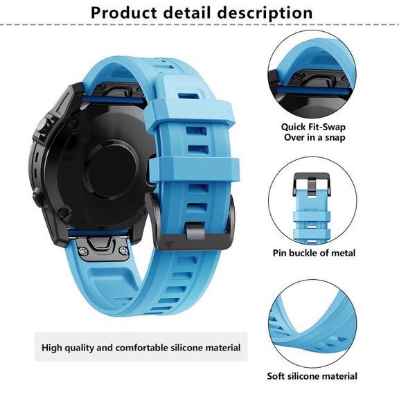For Garmin QuickFit 20mm Kalebol Ladder Silicone Watch Band(Sky Blue)
