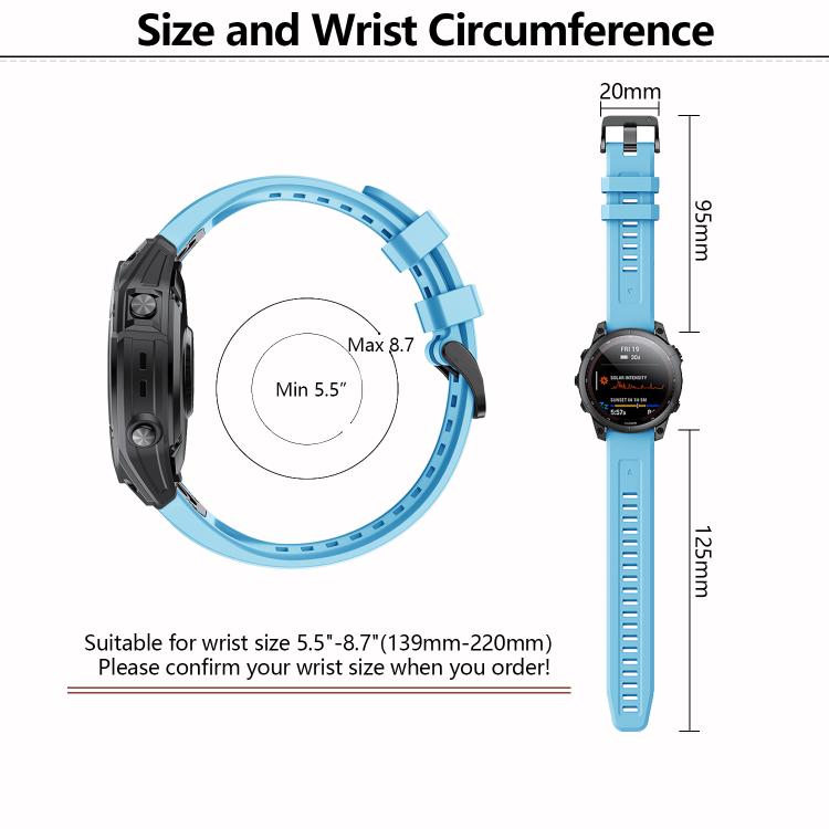 For Garmin QuickFit 20mm Kalebol Ladder Silicone Watch Band(Sky Blue)