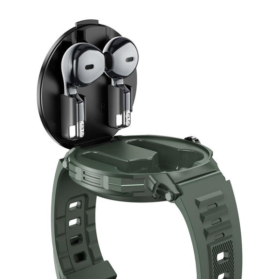 D11 1.46 inch 2 in 1 Bluetooth Earphone Smart Watch, Support Bluetooth Call / NFC / Heart Rate(Green)