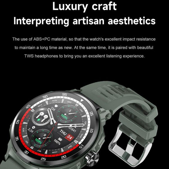 D11 1.46 inch 2 in 1 Bluetooth Earphone Smart Watch, Support Bluetooth Call / NFC / Heart Rate(Green)