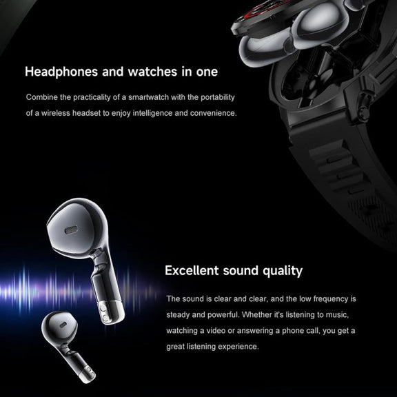 D11 1.46 inch 2 in 1 Bluetooth Earphone Smart Watch, Support Bluetooth Call / NFC / Heart Rate(Green)