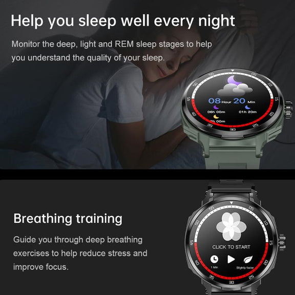 D11 1.46 inch 2 in 1 Bluetooth Earphone Smart Watch, Support Bluetooth Call / NFC / Heart Rate(Green)