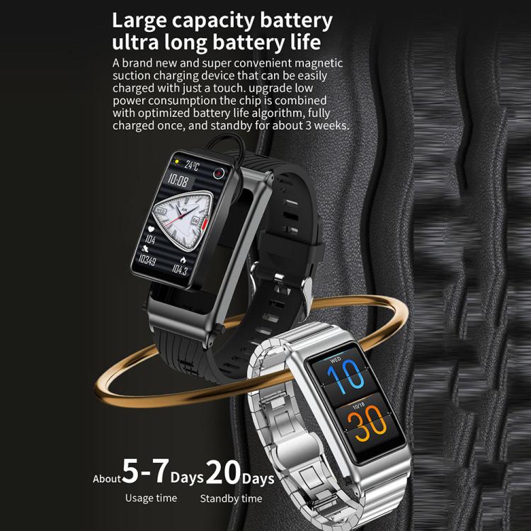K80 1.57 inch Steel Band IP67 Earphone Detachable Smart Watch, Support Bluetooth Call(Silver)