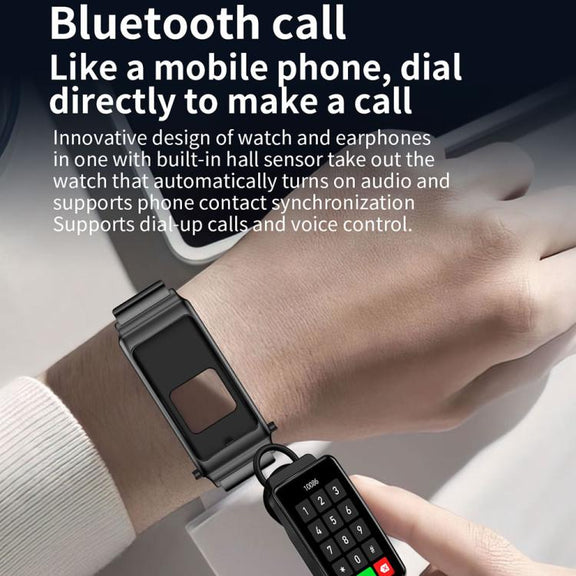 K80 1.57 inch Steel Band IP67 Earphone Detachable Smart Watch, Support Bluetooth Call(Black)