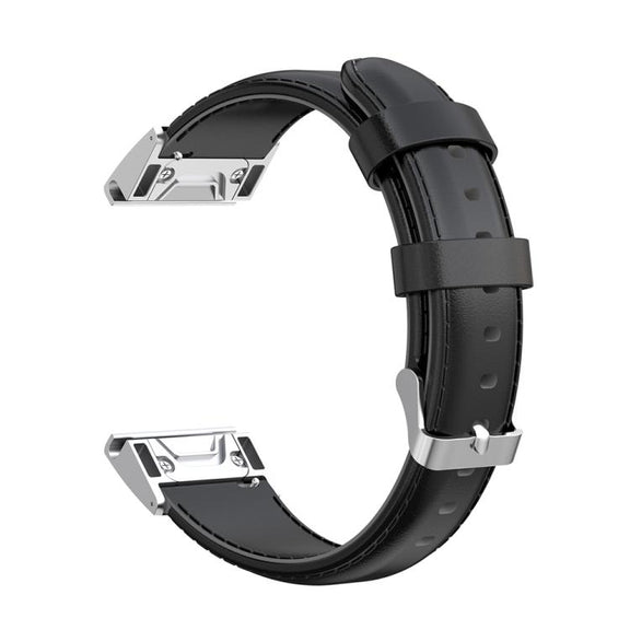 For Garmin QuickFit 26mm Kalebol Waxed Calfskin Leather Watch Band(Black)